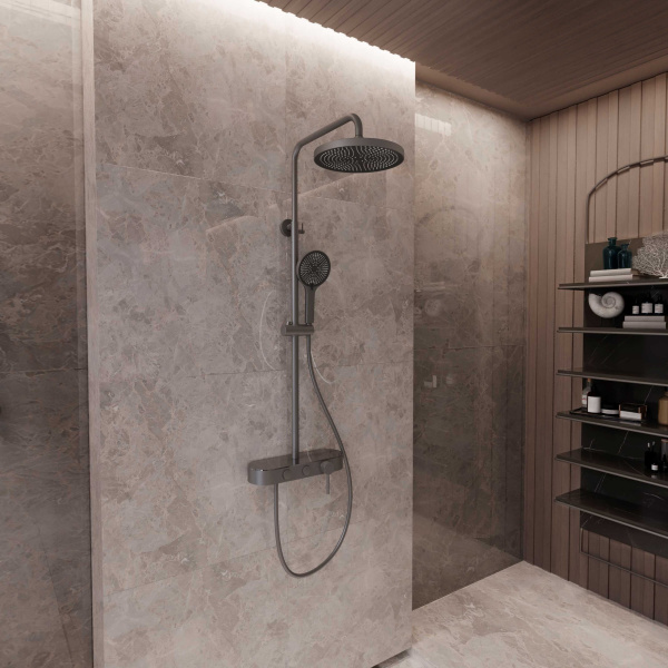 Душевая система Vincea VSFS-402GM вороненая сталь фото