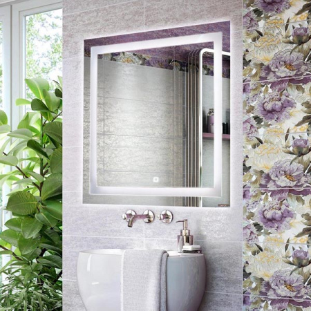 Зеркало Comforty Квадрат-75 светодиодная лента, сенсор 750*750 фото