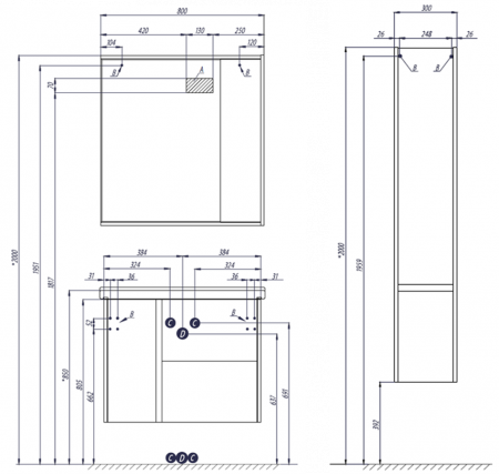 Тумба под раковину Акватон Стоун 1A228201SXC80 фото
