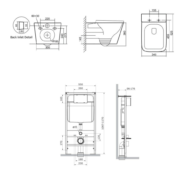 Комплект подвесной унитаз с инсталляцией SantiLine SL-5027MB+SL-04 фото