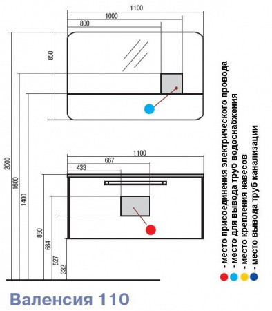 Зеркало с подсветкой Акватон Валенсия 110 1A124602VA010 фото