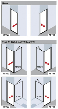 Душевая дверь Kermi Atea AT 1WL 10018VPK 100x185 KermiClean L фото