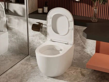 Приставной унитаз безободковый Abber AC1111 с сиденьем фото