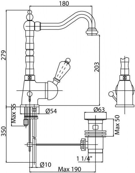 Смеситель для кухни Cezares Vintage VINTAGE-LLM2-03-Sw-N золото/swarovski Nero фото