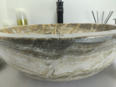 Накладная раковина из оникса Indo Bowl Grey Big BO-00010 фото