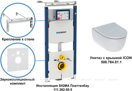 Унитаз с инсталляцией Geberit iCon 500.362.TC.I фото