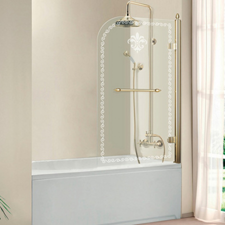 Шторка для ванны распашная Cezares Retro RETRO-A-V-1-80/145-CP-Br-R бронза R прозрачное стекло фото