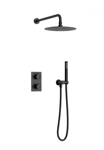 Душевая система скрытого монтажа с термостатом AltroBagno Unione 040408MB черная матовая фото