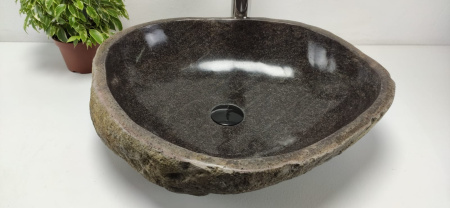 Накладная раковина из речного камня RS0825 (53*44*15) фото