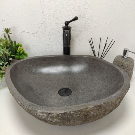 Накладная раковина из речного камня RS01470 (56*46*15) 50F фото