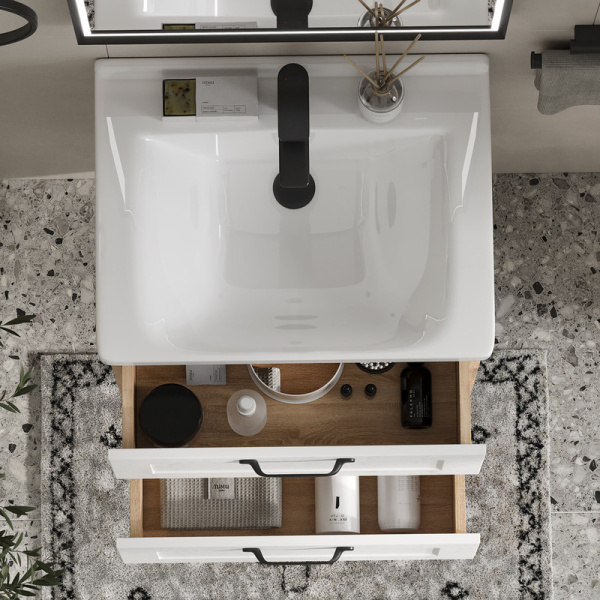 Тумба под раковину EQUIL Lago 60 tpLAGO60.2Y-04 белый/дерево фото