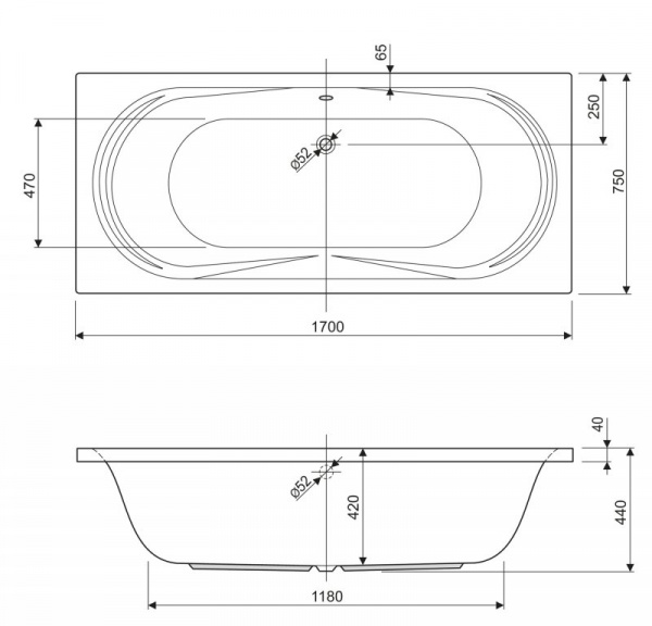 Акриловая ванна Cezares Amalfi AMALFI-170-75-45 170х75 фото
