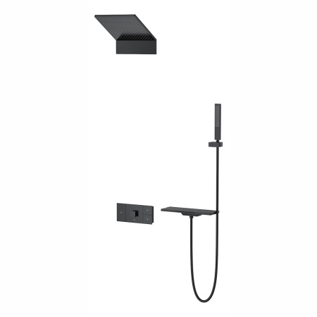 Душевая система скрытого монтажа с термостатом Vincea Futura VSFW-2F11TMB черная матовая фото