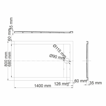 Поддон для душа WasserKRAFT Wiese 84T35 140x80 серый матовый фото