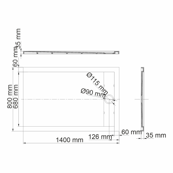 Поддон для душа WasserKRAFT Wiese 84T35 140x80 серый матовый фото