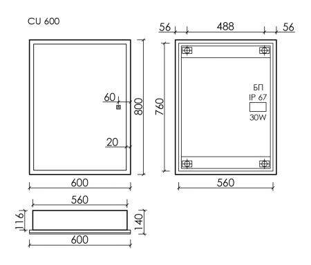 Зеркало-шкаф с подсветкой Sancos Cube CU600 60x80 фото