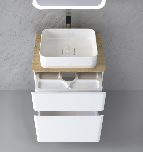 Тумба под раковину Raval Morelle 60 Mrl.01.60/N/W-O/RL белая/охра фото