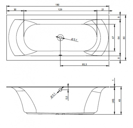 Акриловая ванна Riho Linares BT4600500000000 180х80 фото