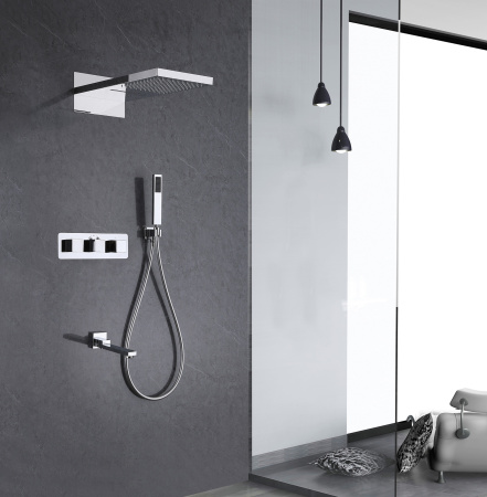 Душевая система скрытого монтажа с термостатом Abber Daheim AF8253 хром фото