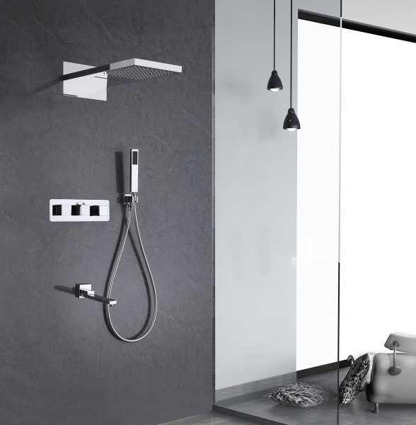 Душевая система скрытого монтажа с термостатом Abber Daheim AF8253 хром фото