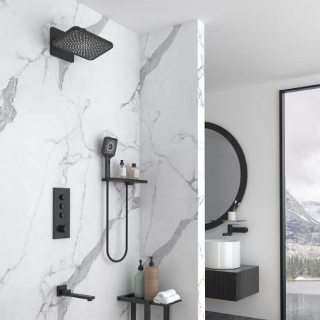 Душевая система скрытого монтажа с термостатом Vincea Inspire VSFW-433TI4RMB черная матовая фото
