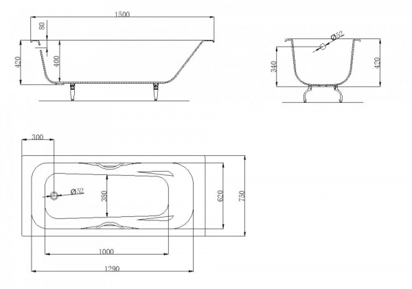 Чугунная ванна OWL 1975 Bjorn OWLIB191103 150x75 фото