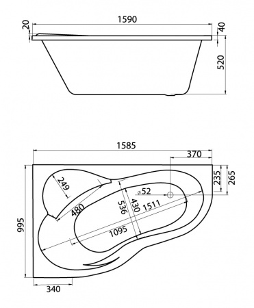 Акриловая ванна Santek Ибица XL 1.WH112036 160х100 L фото
