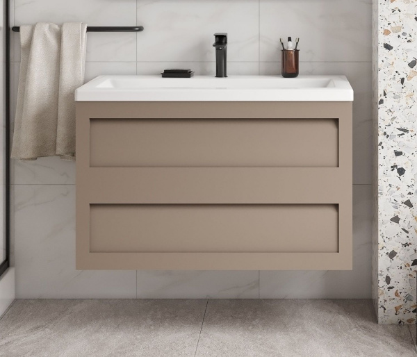 Тумба с раковиной подвесная Art&Max Platino AM-Platino-900-2C-SO-CM 90 см капучино фото