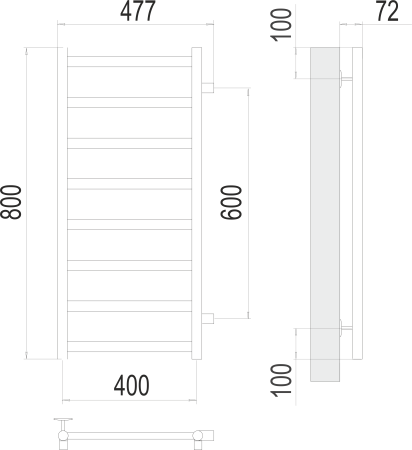Водяной полотенцесушитель Аврора П8 400х800 бп600 Terminus 4670078529916 фото