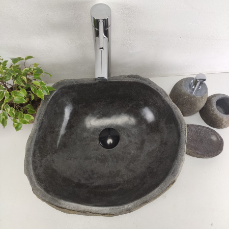 Накладная раковина из речного камня RS0951 (45*39*16) фото