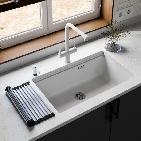 Смеситель для кухни под фильтр с вытяжной лейкой Milacio Ultra Monte MCU.561.WH белый фото