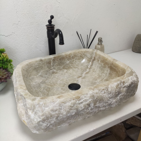 Накладная раковина из оникса Erozy Grey EO-01549 (57*49*15) фото