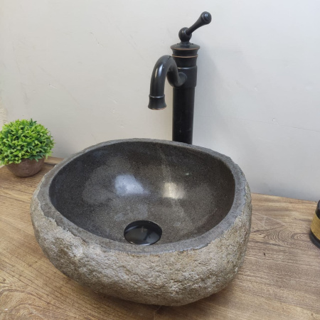 Накладная раковина из речного камня RS01148 (33*34*15) фото