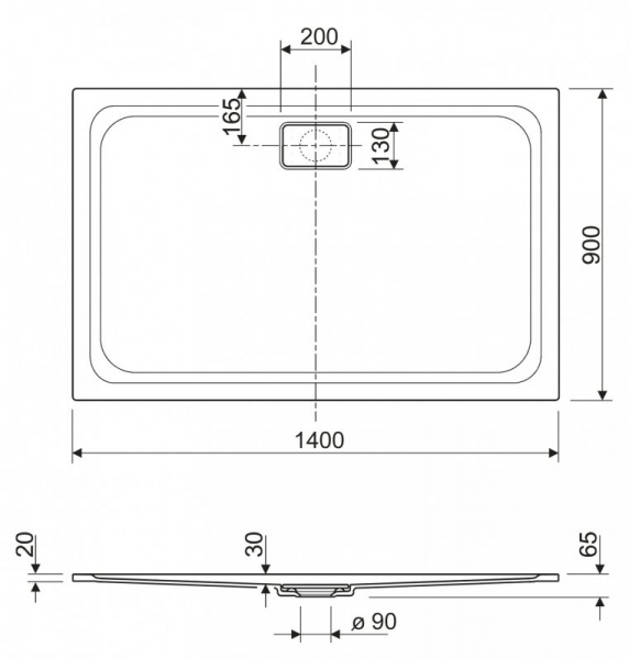 Встраиваемый поддон Cezares Titan TRAY-TITAN-AH-160/90-25-W фото
