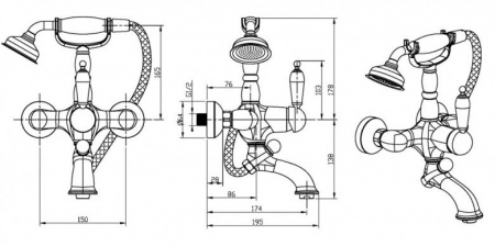 Смеситель для ванны с душем Boheme Provanse 363 фото