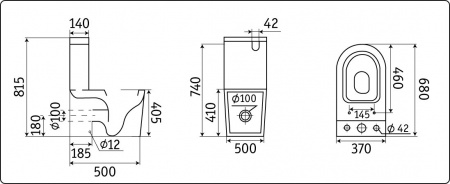Унитаз напольный CeramaLux NS-2176 с сиденьем soft close фото