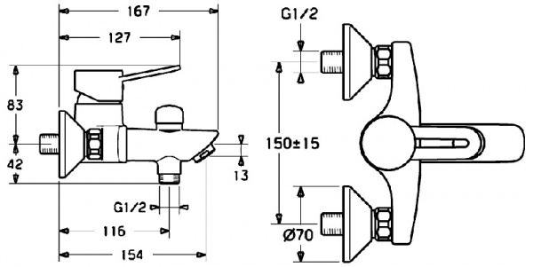 Смеситель для ванны с душем Hansa Vantis 52442103 фото
