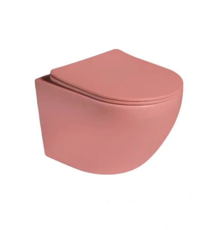 Подвесной унитаз безободковый SantiLine SL-5104 с сиденьем, персиковый матовый фото