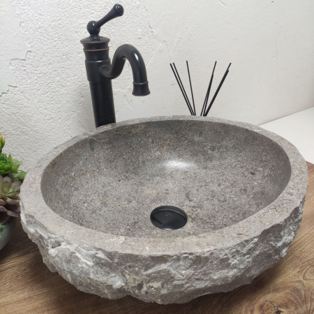 Накладная раковина из мрамора Erozy Grey EM-01376 (45*40*15) фото