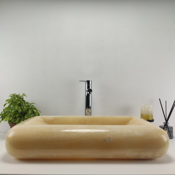 Накладная раковина из оникса Kotak Luncur bibir Yellow KL-00865 (70*40*15) фото