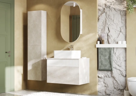 Тумба под раковину Акватон Марбл 80 1A276201MH4C0 белый матовый/слэйт фото