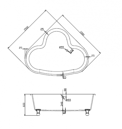 Акриловая ванна BelBagno BB07-ORO 150х150 фото