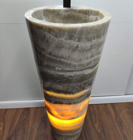 Раковина напольная из оникса Grey ON-01366 (40*40*90) фото