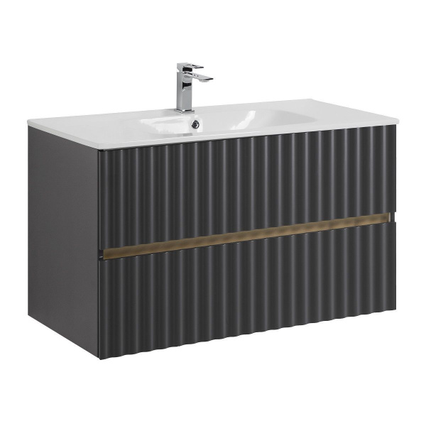 Тумба под раковину Art&Max Elegant AM-ELEGANT-1000-2C-SO-GM-LED серая матовая / с подсветкой фото