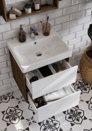 Тумба под раковину Акватон Сканди 55 1A251701SDZ90 белый/дуб рустикальный фото