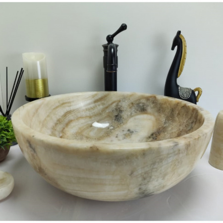 Накладная раковина из оникса Indo Bowl Yellow Medium TinLip BO-00500 фото