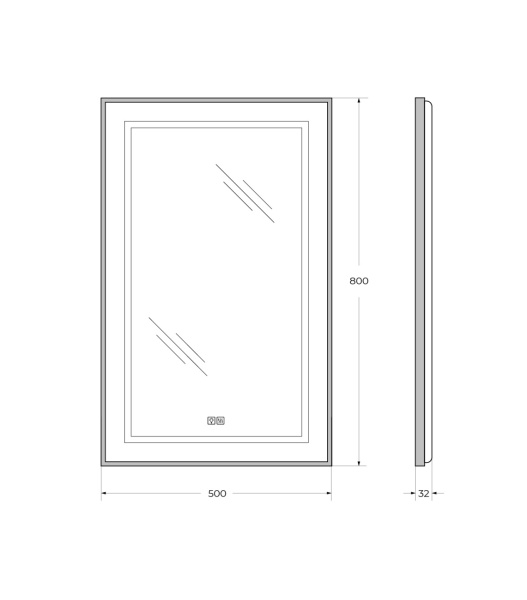 Зеркало с подсветкой, сенсорным выключателем и подогревом BelBagno SPC-KRAFT-500-800-LED-TCH-WARM-NERO 50x80 черное фото