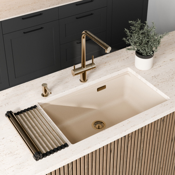 Смеситель для кухни под фильтр с вытяжной лейкой Milacio Ultra Monte MCU.561.GD брашированное золото фото