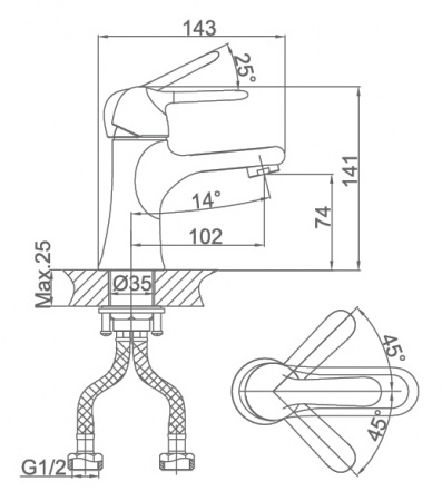 Смеситель для раковины D&K Ambrosius Rhein DA1342141 фото
