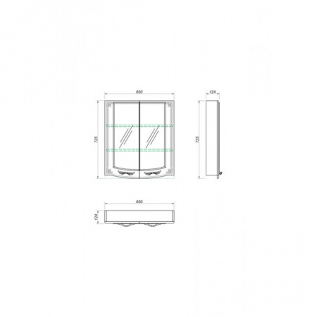 Зеркало-шкаф Kaksa Классик-Д 003969 65 см белый с золотом фото